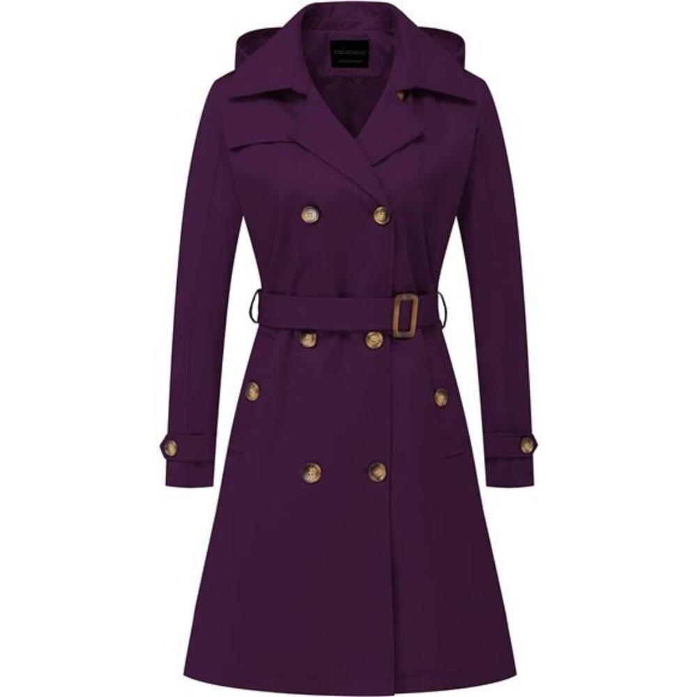 Women's Long Trench Coat Double-Breasted Classic Lapel Overcoat